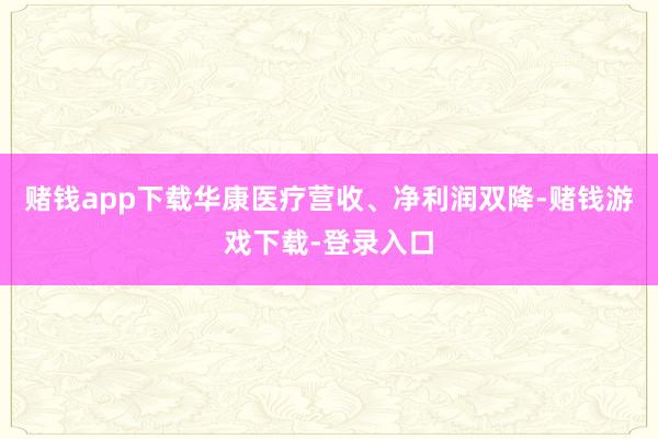 赌钱app下载华康医疗营收、净利润双降-赌钱游戏下载-登录入口